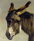 Rosa Bonheur Canvas Paintings - Head of a Donkey
